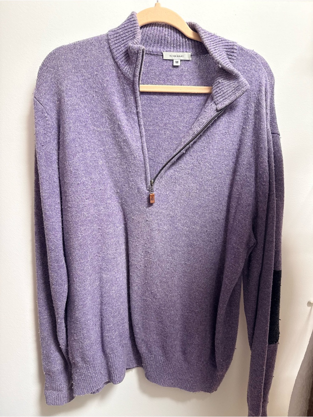 Oliver Ridley Men's Lavender Half-Zip Knit Sweater
